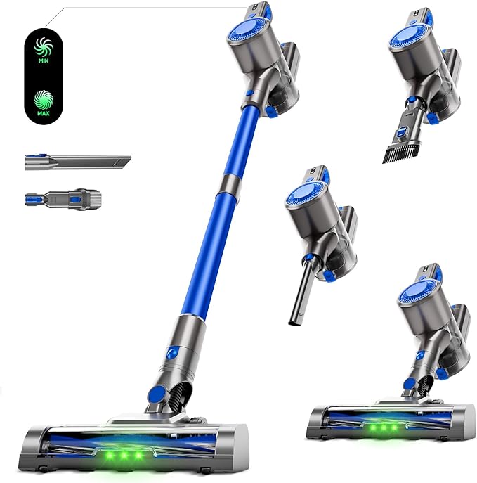 KIKETECH Cordless Vacuum Cleaner Stick Vacuum Cleaners for Home Handheld Vacuum Cleaners for Home for Pet Hair/Carpet/Floor (Dark Blue)