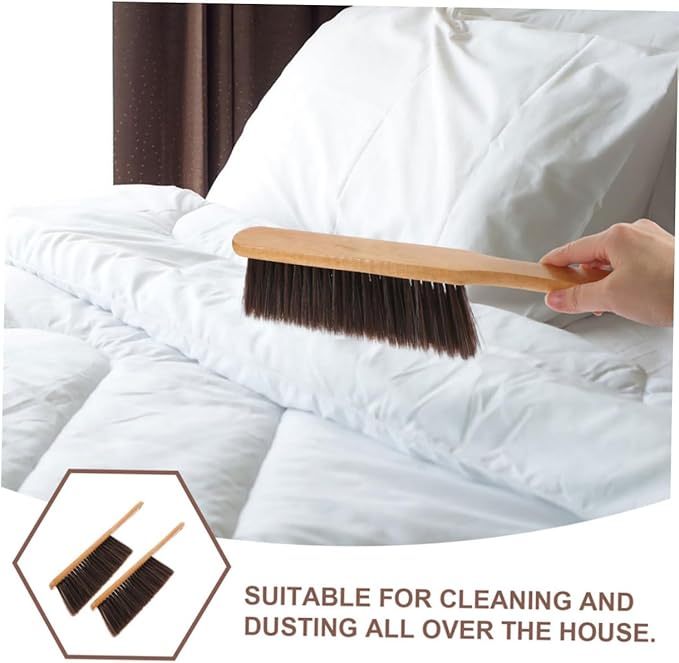 Cabilock 8pcs Wooden Whisk Broom with Handle Versatile Handheld Cleaning Brush for Grooves Corners Hard Reach Areas for Home Household Use