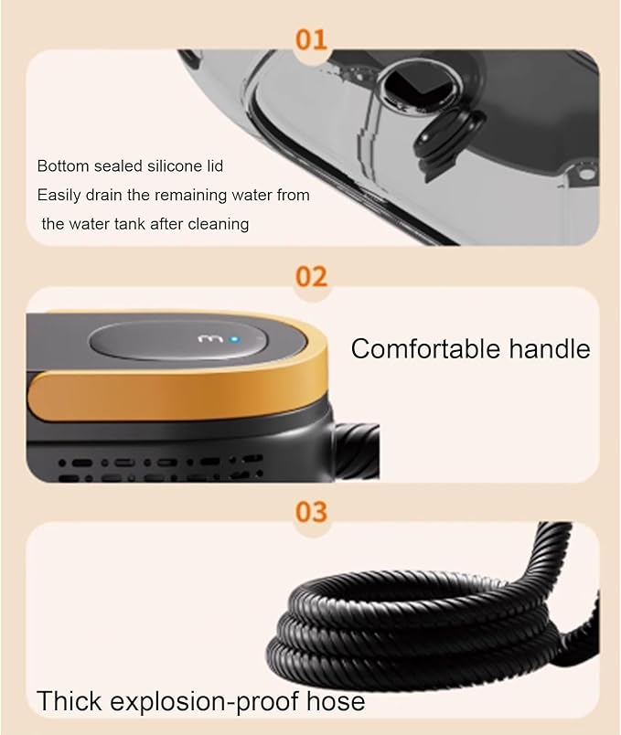 Steam Cleaner with Handle Controllable SwitchPortable 2500W High Pressure Handheld Steam Cleanerfor Car Kitchen Furniture Grout TileBlack