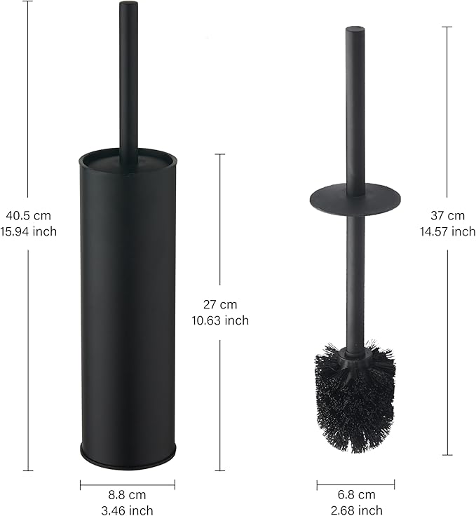 Toilet Brush and HolderStainless Steel Toilet Brushes for Bathroom with Holder 2pack Black
