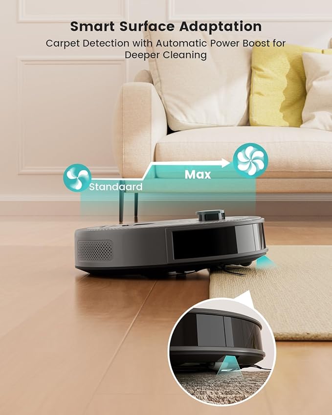 Lefant LiDAR Robot Vacuum and Mop Smart Mapping and Obstacle Avoidance Tangle-Free Pet Hair 2.4G/5G WiFi App Control Slim Design for Wider Coverage Carpet Detection M330 Pro Grey