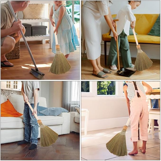 BESTYASH Handmade Soft Straw Broom with Removable Design for Indoor Dust Cleaning Natural Woven Broom for Living Room Bedroom and Kitchen Sweeping