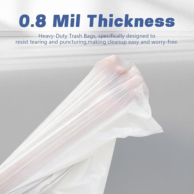 8 Gallon (30L) Trash Bags Fits SONGMICS 8 Gallon Trash Cans 6 Rolls 270 Counts Heavy Duty White Garbage Bags Pre-Separated Drawstring Trash Bags Suitable for Kitchen Bathroom etc.
