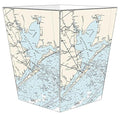 Marye-Kelley- Galveston Bay Nautical Chart Wastepaper Basket Wastebasket Decoupage Wood Decorative Wastebasket for Kitchen Bathroom Bedroom Living Room Handmade Made in The USA