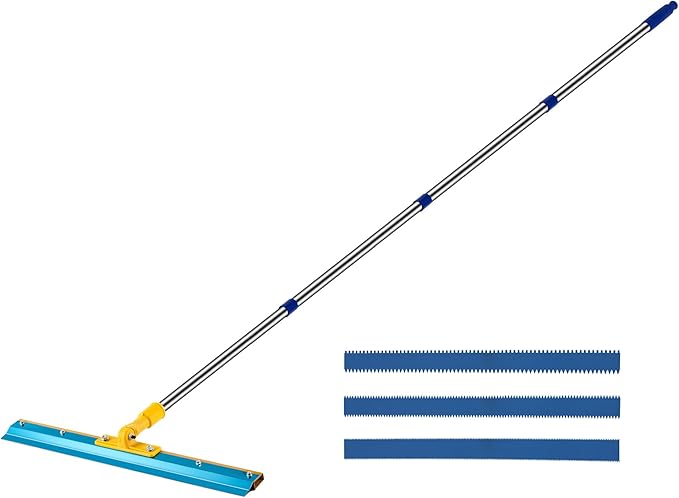 Notched Squeegee for Self Leveling Self-Leveling Floor Squeegee with 78.7 Long Stainless Steel Handle Cement Floor Leveling Tool Construction Tool with 3 Racks