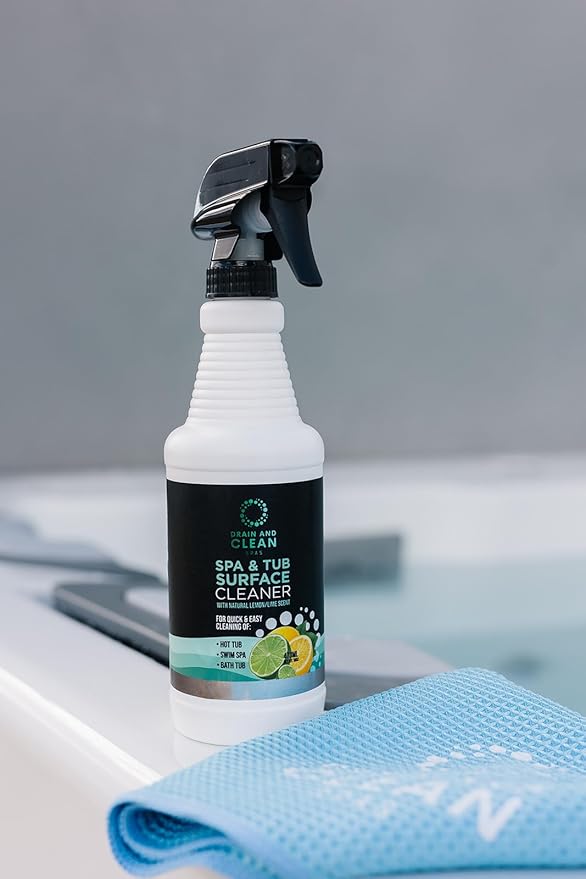 Spa &amp Hot Tub Surface Cleaner - All Natural Lemon/Lime Scent Removes Scale Dirt Grime &amp Hard Water | Ideal for Hot Tubs Swim Spas Bath Tubs &amp Showers | 16oz