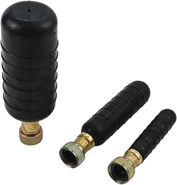 3-Piece Drain Bladder Kit for Pipes 1–6 in Diameter – Rubber Unclogging Tool for Bathroom Sinks Showers Swimming Pool &amp Main Sewer Lines Using Water Pressure