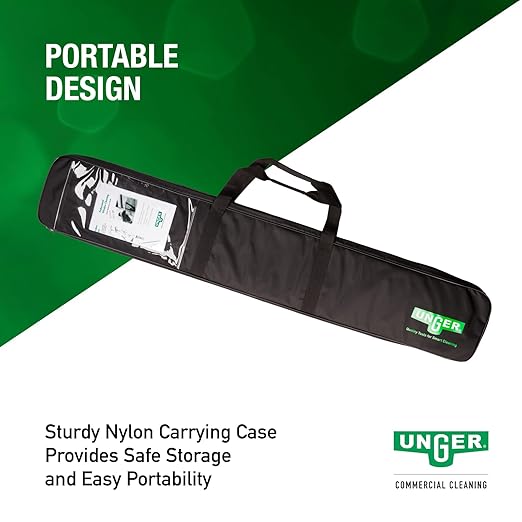 Unger Commercial Window Cleaning Kit - Complete ErgoTec Set with Squeegee Scraper Blades Telescopic Pole Ergonomic Handle for Streak-Free Glass Cleaning - ETSET