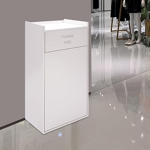 TFCFL Wooden Trash Can with Tray TopCommercial Trash Can Cabinet and Garbage ReceptacleCommercial Grade Rubbish Bin for Office Cafeteria Restaurant (White)