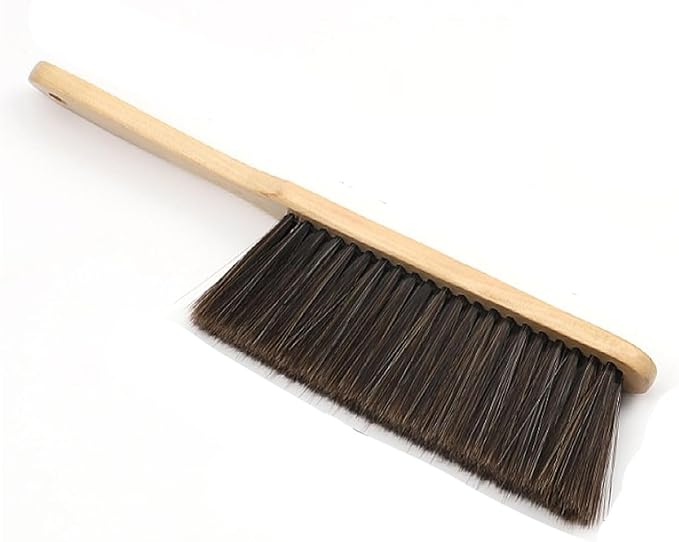 Whisk Broom Hand Held Hand Broom Wooden Handle Bench Brush with Soft BristlesHousehold Cleaning Dust Brushes(A)
