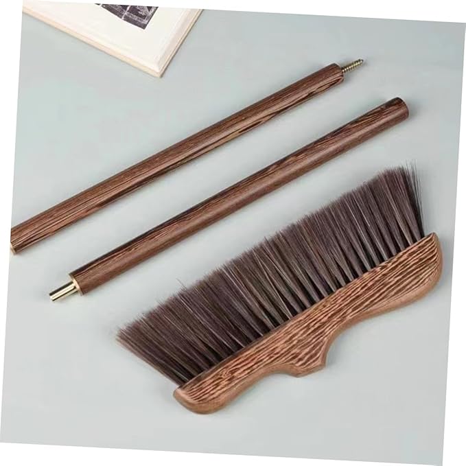 Long Handle Wood Broom with Soft Bristles Ergonomic Floor Cleaning Brush for Home and Kitchen Dust Sweeper for Corners and Under Furniture Static Household Cleaning Tool
