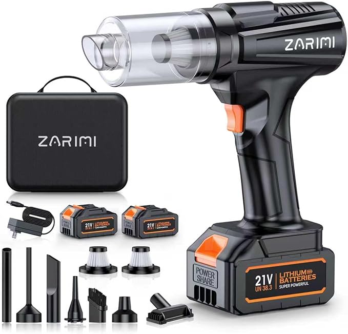 Cordless Handheld Car Vacuum Cleaner 50000Pa High-Power Brushless Motor Rechargeable Dust Buster with 2 Batteries &amp Charger 6-in-1 Portable Vacuum Cleaners for Home Pet Hair Black