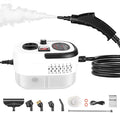 Handheld Steam Cleaner 2500W Portable Steamer with 6.56FT Long Hose 6-Level Adjustable 15s Heat-Up 1.2L Large Tank Multi-Purpose Steamer for Home Car Bathroom Grease (White)