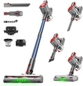 Cordless Vacuum Cleaner for Home Powerful Stick Vacuum with Rechargeable Battery Green Light Anti-Tangle Brush 6-in-1 Lightweight Handheld Vacuum for Pet Hair Hard Floor Carpet Red