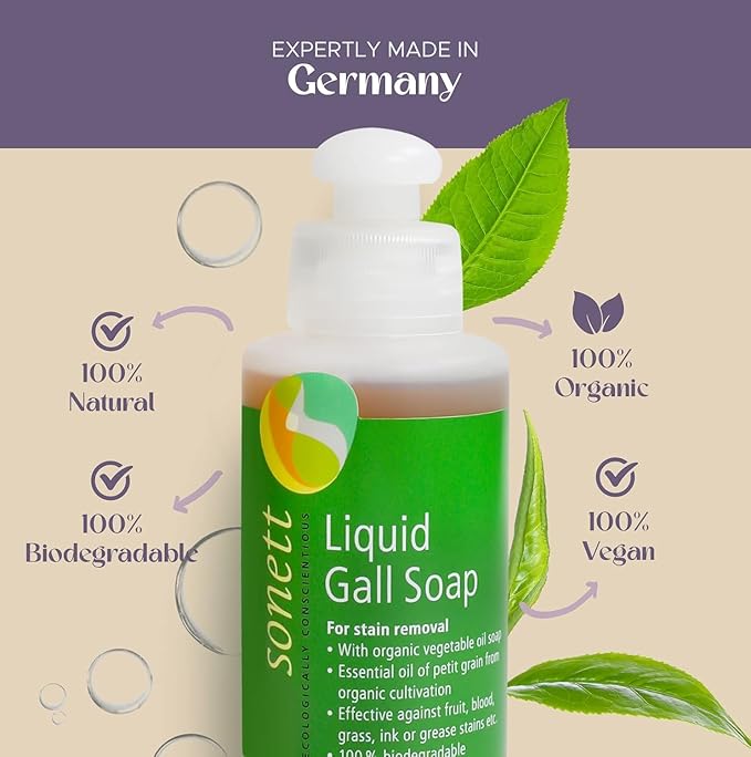 Sonett Organic Traditional Stain Removers Liquid Gall Soap Highly Effective Against Marks Caused By Ink Blood Grease Fruit 4oz (Pack of 6)