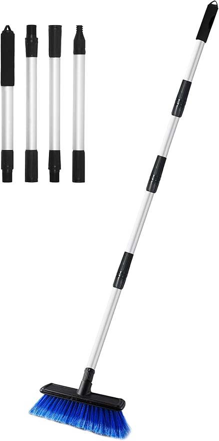 62 Car Wash Brush Mop with Long Handle 10 Soft Bristle Scrub Scratch-Free Car Cleaning Brush Supplies Broom Kit for RV Boat Truck SUV House Siding Snow Floors Extension Aluminum Alloy