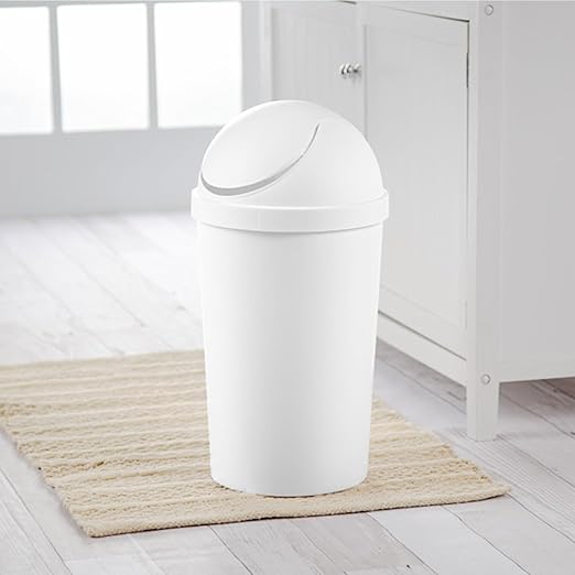 Sterilite 10838006 3 Gallon Round Swing Top Plastic Wastebasket White (12 Pack)