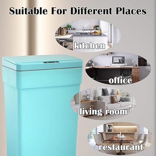 50 Liter/13.2 Gallon Trash Can for Kitchen Automatic Garbage Can Touch Free High-CapacityPlastic Smudge Resistant with Lid (3 Blue)