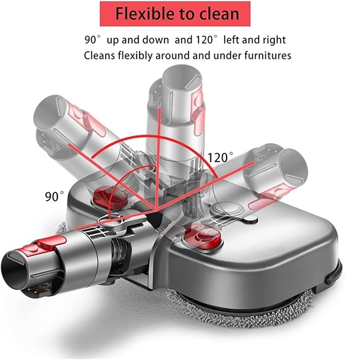 Electric Cleaning Mop Wet Dry Mopping Head with LED Light Compatible with Dyson V7 V8 V10 V11 V15 Vacuum Cleaner Parts