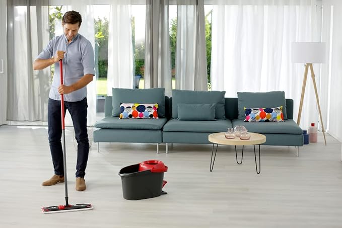 Vileda Ultramax Turbo XL Set XL Floor Mop with Telescopic Handle for Large Surfaces Microfibre Mop Cover Bucket with Spinner for All Hard Floors Love It Clean Eco Packaging