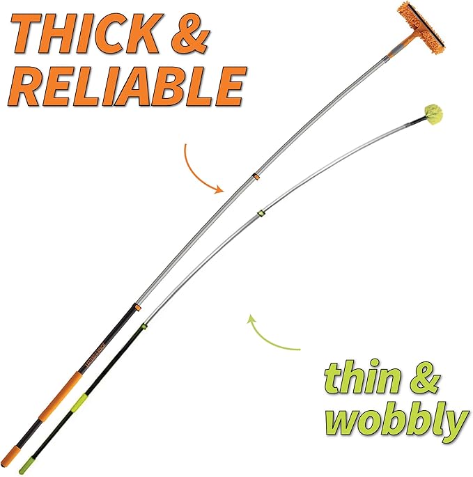 4-12 ft Window Washing Kit with Extension Pole (20+ Foot Reach) // Window Cleaning Tool &amp Window Washer Squeegee with Telescopic Extension Pole // Best Indoor Outdoor Window Washing Equipment