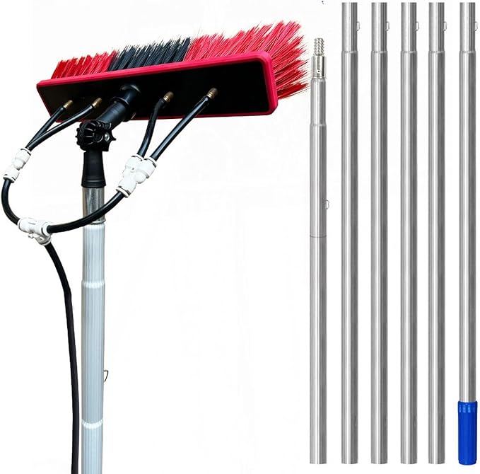 Telescopic Window Cleaner Kit 9M Extendable Pole with Water Fed Brush Ideal for Solar Panel Washing &amp Home Windows Efficient Reach &amp Streak-Free Clean