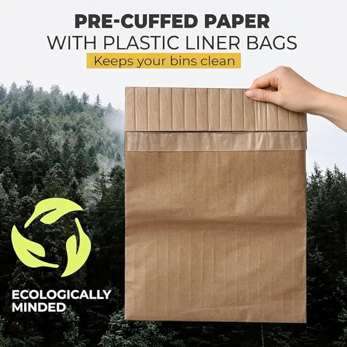 Trash Compactor Bags for Kitchen - 15 PACK - Pre-Cuffed Super Strong &amp Heavy Duty Kitchen Trash Bags with Leak Proof Plastic Liner Fits GE Model Compactors with Rectangular Containers