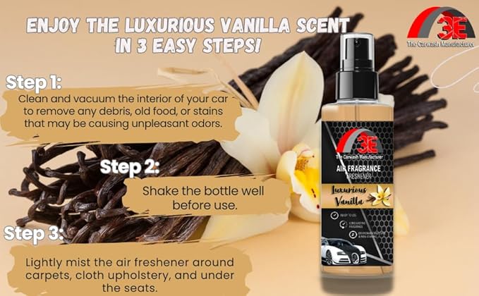 3E Car Air Freshener Concentrate – 64 oz – Professional Automotive Fragrance – Multiple Scents (Vanilla)