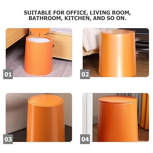VALICLUD Double Compartment Trash Can with Press Lid Medium Size Thickened Plastic Garbage Bin for Kitchen and Bathroom Use Covered Wastebasket for Home and Bedroom Organization