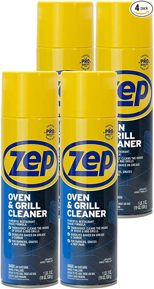 Zep Heavy-Duty Oven and Grill Cleaner - 19 oz (Case of 4) ZUOVGR19 - Dissolves Grease on Contact on Burners Grates and Drip Pans