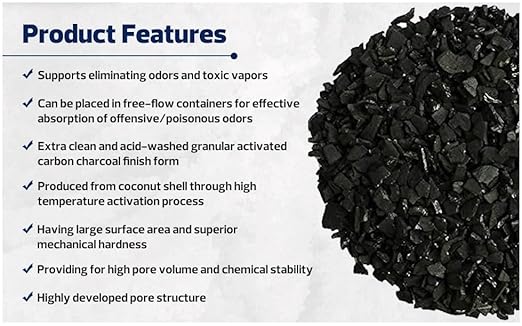 Granular Activated Carbon – 5 LBS | Coconut Shell GAC Media 12×40 Mesh for Water Filtration Odor Taste