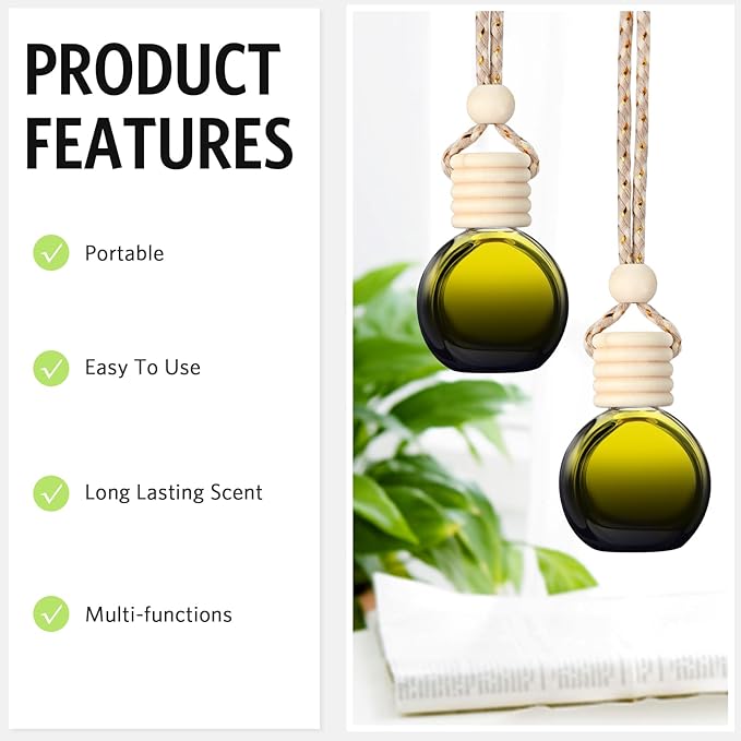BBTO 100 Pcs Car Air Fresheners Diffuser with Wooden Cap Empty Aromatherapy Diffuser Clear Car Fragrance Holder Pendant Hanging Perfume Fresheners Bottles for Decor (BlackRound)