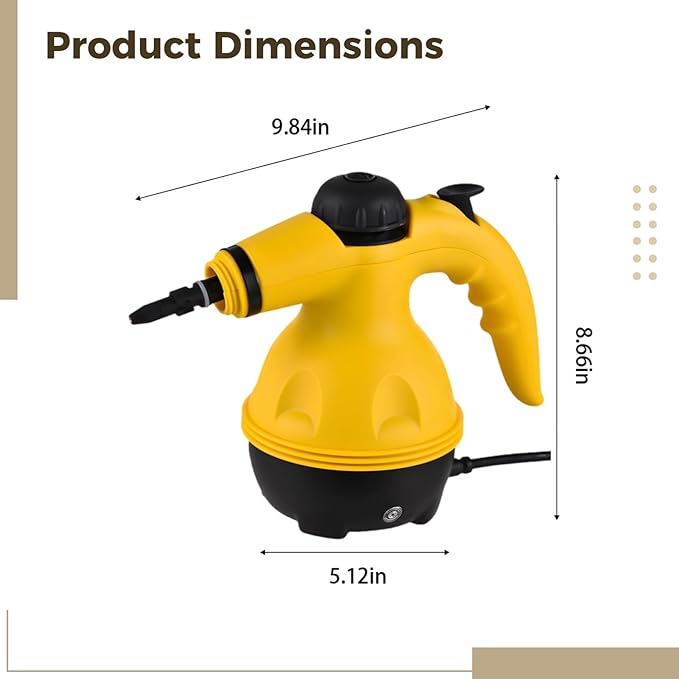 Handheld Steam Cleaner with Attachments 3.0 Bar 9.8 Ft Cord 9.8 X 5.1 X 8.7 in Kitchen and Home Use