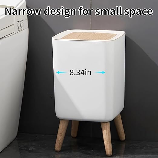 WanWanKa Mini White Plastic Trash Can 2.6 Gallon Capacity Slim Design Anti-Odor Easy to Clean Suitable for Any Place
