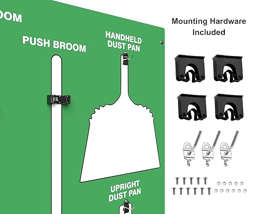 Clean &amp Sweep 5S Shadow Board/Wall Mount Broom Holder 68 x 30 Board 5S Cleaning Station - Board Only Tools Sold Separately Made in The USA by AccuformNMC Green/White PSB714GNWT