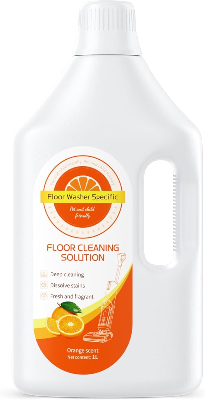 Floor Cleaner Compatible with Tineco Cleaning Solution Suitable with All Robotic Vacuum Mop and Cordless Wet/Dry Vacuum Mop Cleaner Multi-Surface Deodorizing &amp Cleaning Solution (1 L Orange)