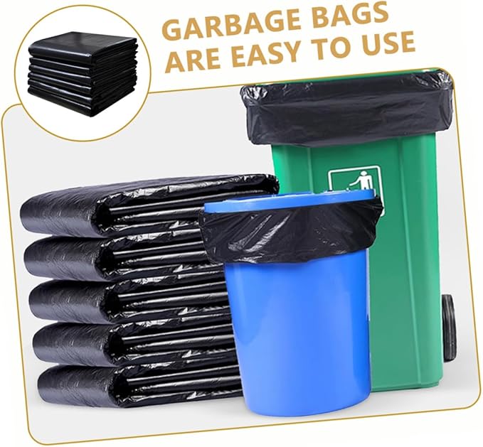 Operitacx Heavy Duty Large Trash Bags 50pcs 60x90in Plastic Garbage Bags for Kitchen and Commercial Use Contractor Trash Can Liners for Office and Outdoor Waste Disposal