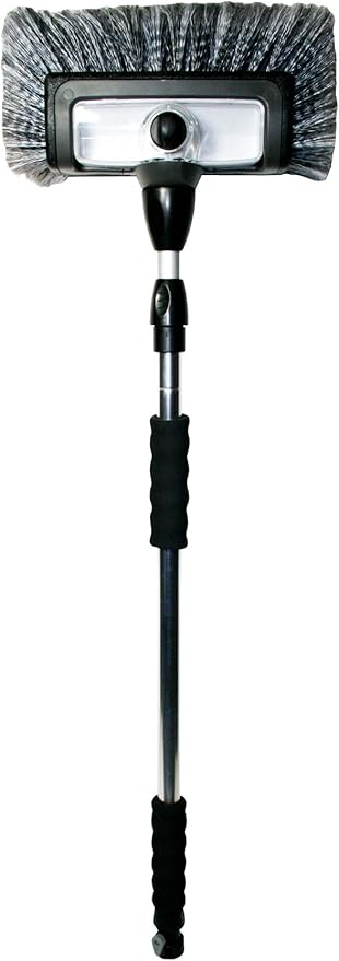 Carrand 93977 Flow-Thru 10 Quad Power Wash Soap Mixing Brush with 55 Aluminum Extension Pole  Black