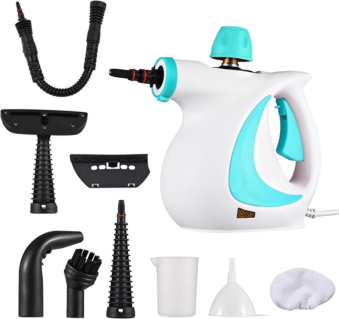 Handheld Steam Cleaner 1050W High Temperature Pressurized Steam Cleaning Machine with 9PCS Accessory Portable Multifunction Steamer for Kitchen Sofa Bathroom Car Window (US Plug)