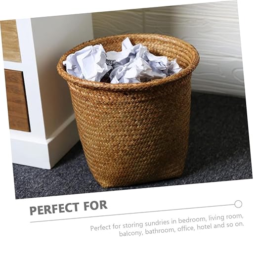 Milisten 2Pcs Woven Trash Cans Lightweight Rattan Wastebaskets for Bathroom Toy Storage and Laundry Organizer Home Office Use