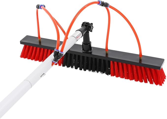 26FT Window Cleaning Water Fed Brush Kit 21.6'' Detachable Brush Head Window Glass Washing Cleaner Equipment Kit Adjustable Telescopic Pole Tool for Household &amp Outdoor
