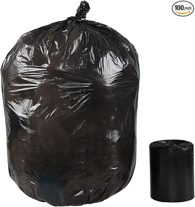 18 Gallons Large Garbage Bags Black Kitchen Trash Bags 100 Counts/1 Roll