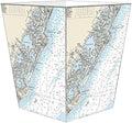 Marye-Kelley-Avalon &amp Stone Harbor New Jersey Nautical Chart Wastepaper Basket Decoupage Wood Decorative Wastebasket for Kitchen Bathroom Bedroom Living Room Handmade Made in The USA