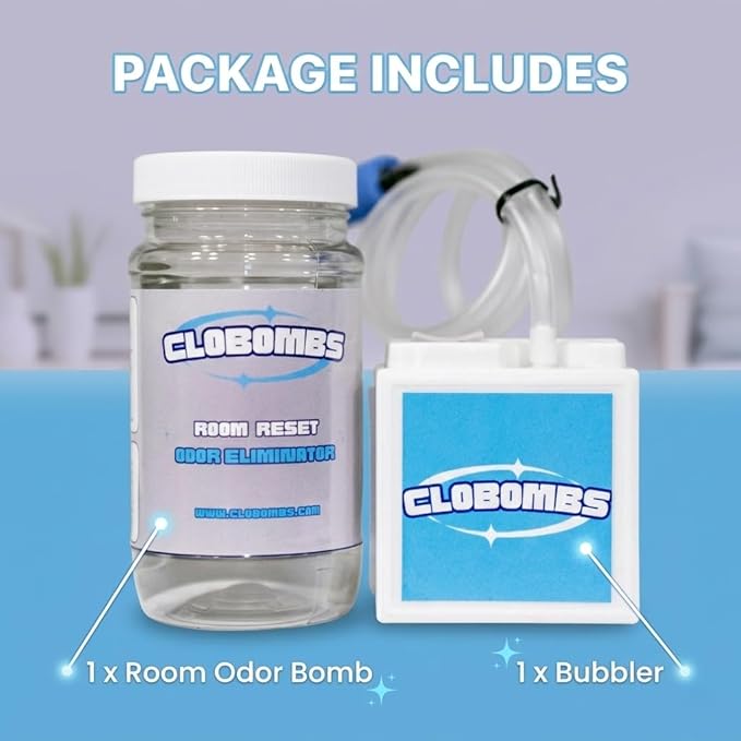 Odor Eliminator for Home - Advanced Chlorine Dioxide Odor Removal Kit Neutralizes Smoke Pet Urine Mildew &amp Skunk in 1 Hour - 400 Sq Ft Includes Bubbler
