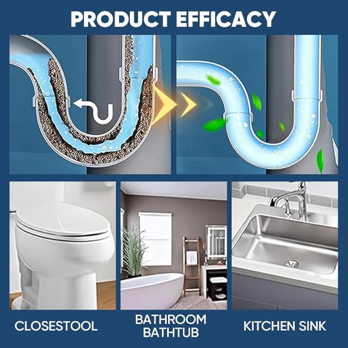 Saker Powerful Sink and Drain Cleaner Powder | Rapid-Foam Fast-Acting Pipe Declogger for Kitchen Bathroom Toilet &amp Shower Drains (5 PCS)