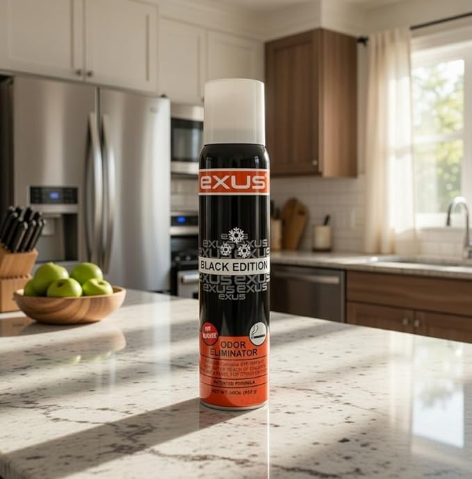Exus Odor Eliminator &amp Air Freshener Spray For Strong Odors Use for house car bathrooms Kitchen office. Strong Air freshener can eliminate ANY SMELL. 3.0 Oz. (3 Pack - 9.0 Oz.) (Fresh Linen)