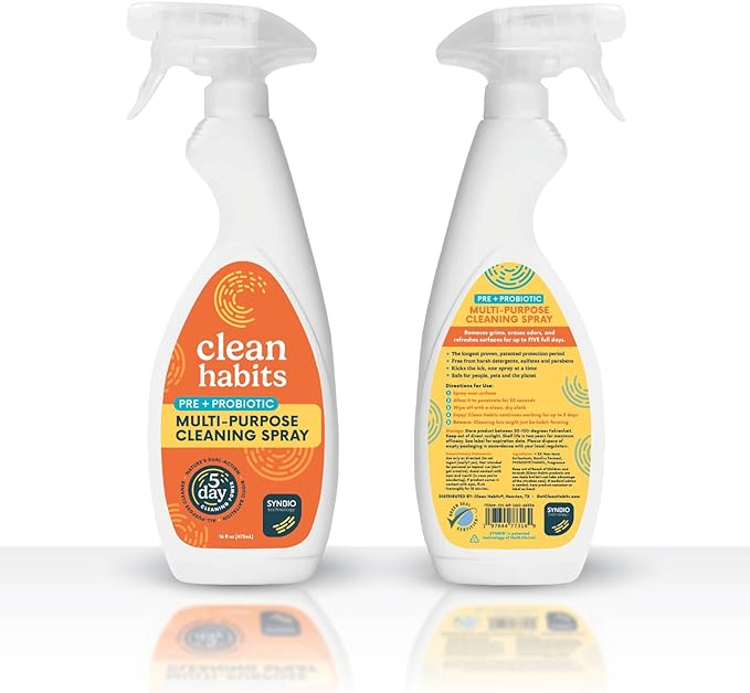 Pre + Probiotic Multi-Purpose Cleaning Spray Five Day Clean Reduces Grime and Odors 16 Fl Oz per Bottle (4 Pack)