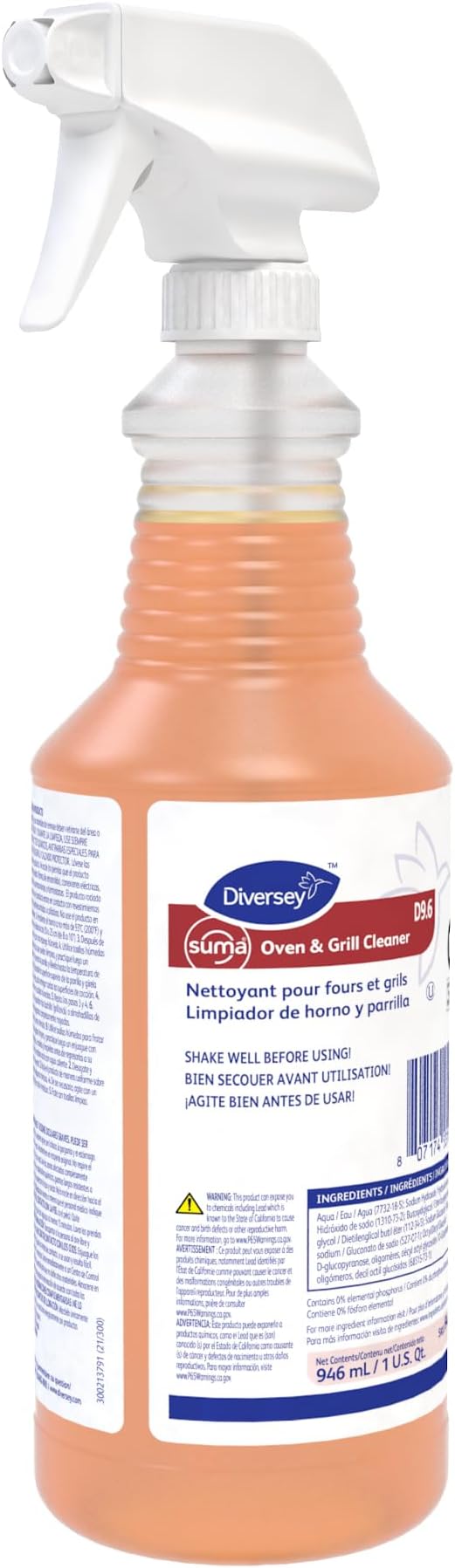 Diversey 948049 SUMA Oven and Grill Cleaner Heavy Duty Removes Baked on Grease and Carbon Buildup Capped Ready-to-Use Gel 32-Ounce