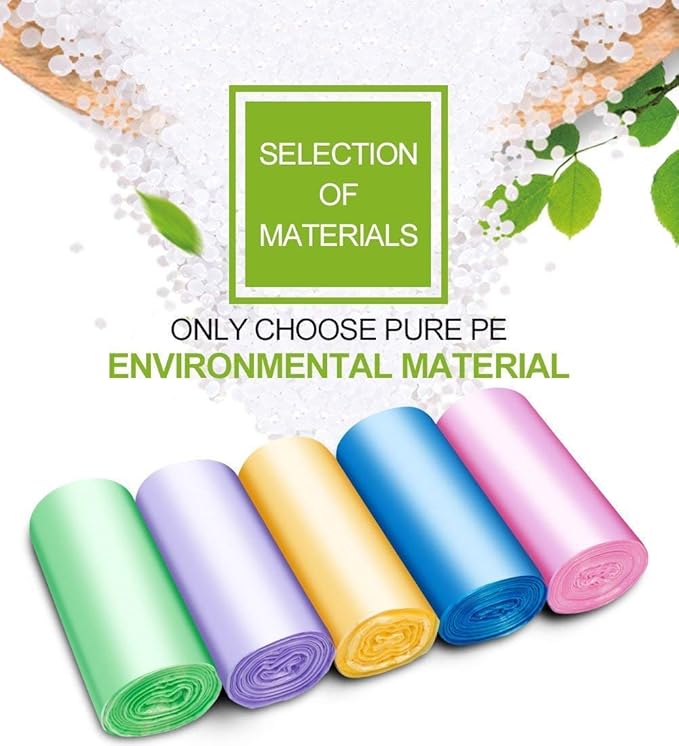 FORID Small and Medium Trash Bags 8 Gallon Garbage Bags and 4 Galllon Wastebasket Liners - 300 Counts in 10 Rolls 5 Color - Durable For Office Home Bedroom Car - 15 Liters &amp 30 Liters