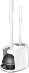 MR.SIGA Toilet Plunger and Bowl Brush with Holder Heavy Duty Toilet Brush and Plunger Set for Bathroom Cleaning White 1 Set